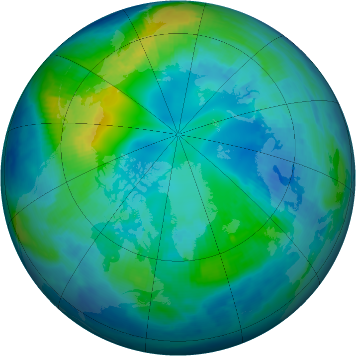 Arctic ozone map for 26 October 1996